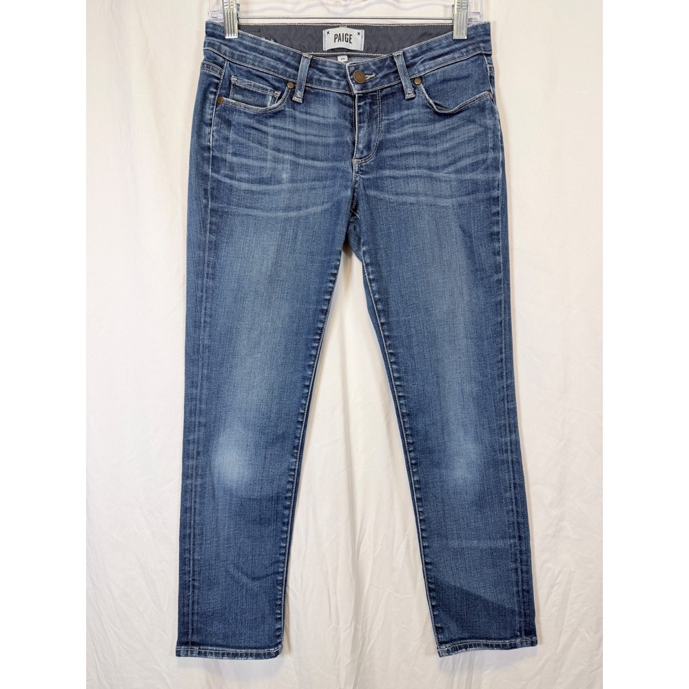 PAIGE Jimmy Jimmy Crop Jeans Blue Slim Boyfriend Whiskered Denim Size 24